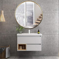 Round LED Bathroom Mirror Demister Pad IP44 Vanity Large Mirror Cold Light by Unknown