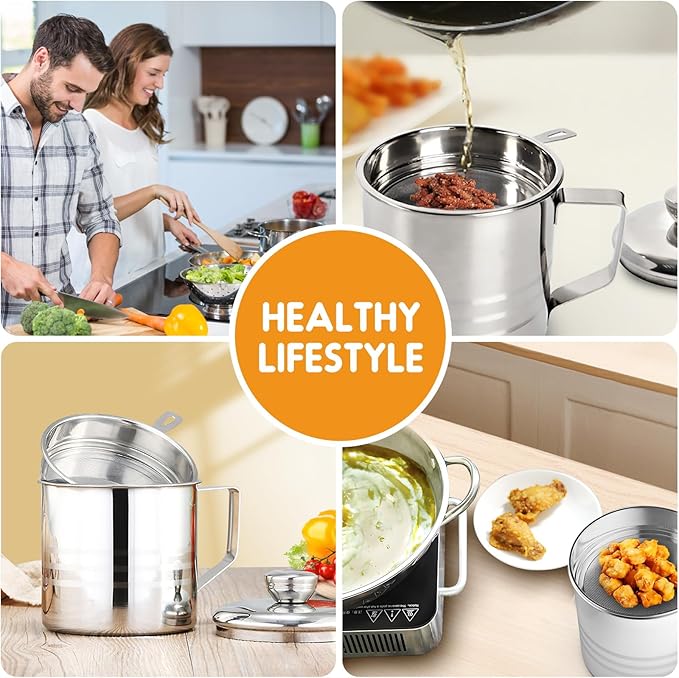 Chihee Grease Container Stainless Steel Bacon Grease Saver - Image 6
