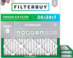 Filterbuy 24x24x1 Air Filter MERV 8 Essential Dust & Allergy Defense, by Filterbuy