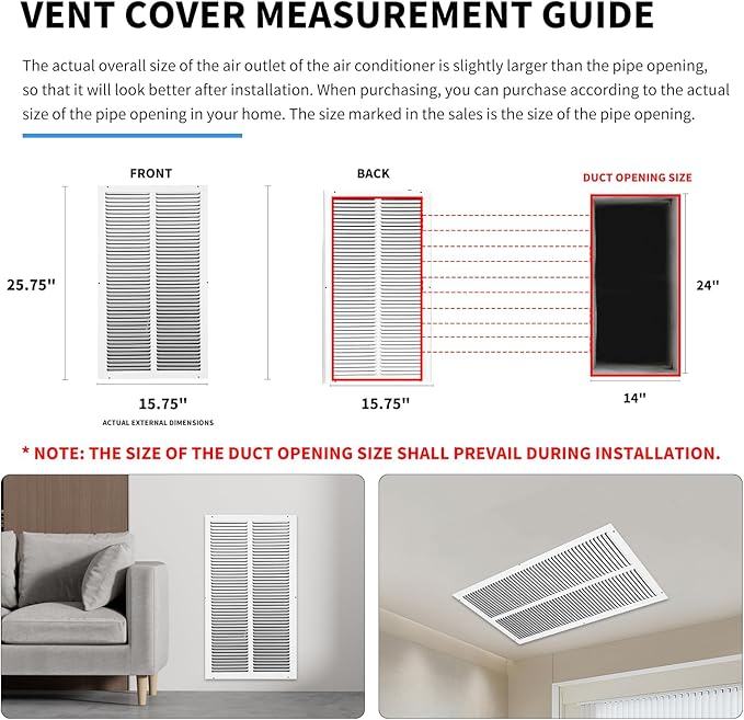 14x24 Return Air Grille, Air Return Vent Cover, Flat Vent Cover, Rejillas De - Image 4