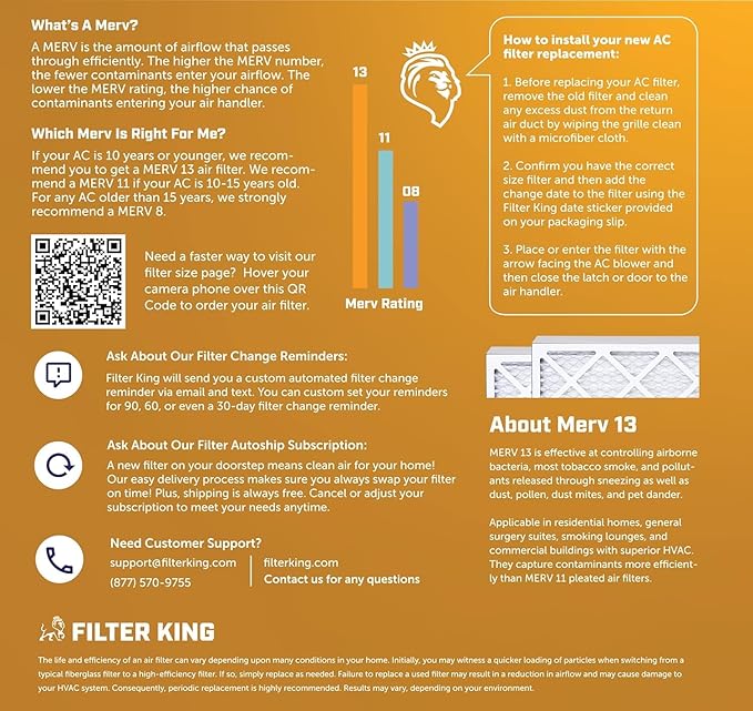 Filter King Air Filters 7.75x25.75x1 | 12 Pack | MERV 13 | HVAC Pleated AC - Image 3