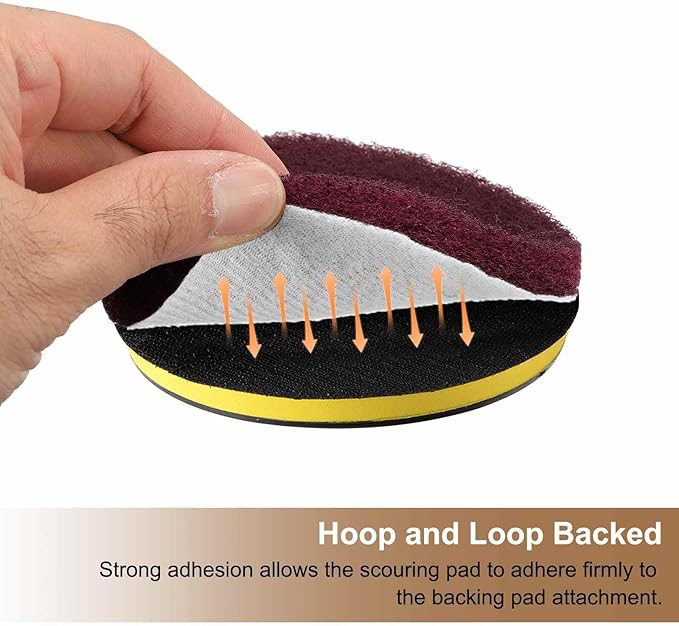 HARFINGTON 24pcs Scrubber Scouring Pads 450 Grits 4 Inch Drill Power Brush Hoop - Image 5