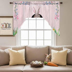 Swag Valance Curtains, Easter Cute Rabbit and Colorful Eggs Rod Pocket Valances - Image 4
