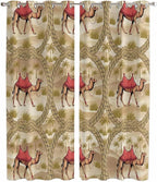 2 Panel Kitchen Cafe Curtains, Desert Camels Sunlight Filtering Nature Air by Hokiten