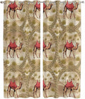 2 Panel Kitchen Cafe Curtains, Desert Camels Sunlight Filtering Nature Air by Hokiten