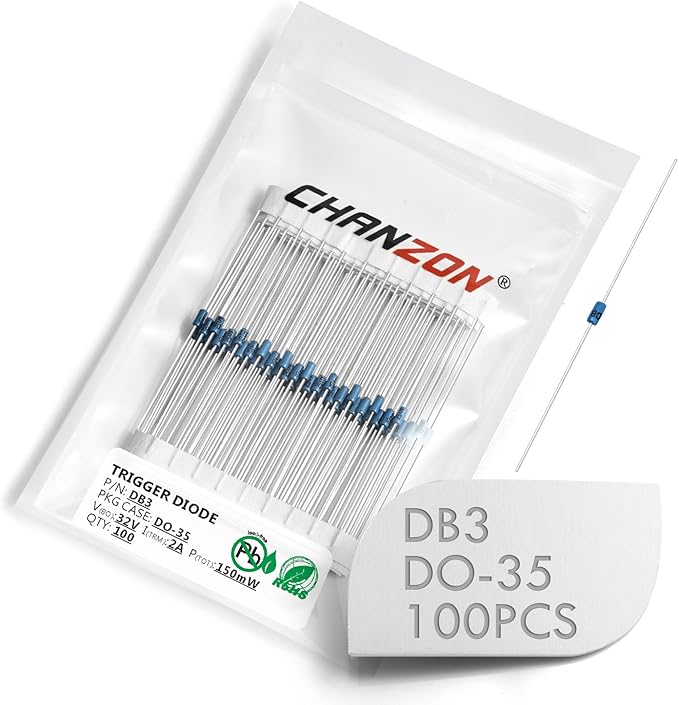 Chanzon DB3 DIAC Bidirectional Trigger Diode 2A 32V 150mW DO-35 DB-3 Axial - Image 4