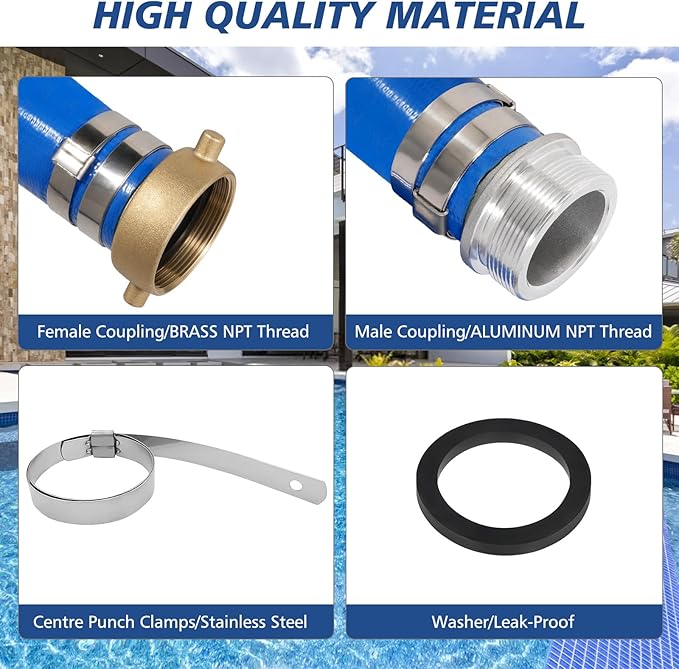 3" x 50 ft Backwash Hose for Swimming Pools, Heavy Duty PVC Lay Flat Water - Image 2