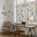 Spring Daisy Kitchen Curtains, Farmhouse Country Flower Leaf Plant Wood Grain - Image 6