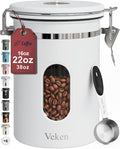 Veken Coffee Canister with Window, Airtight Stainless Steel Kitchen Food by Veken
