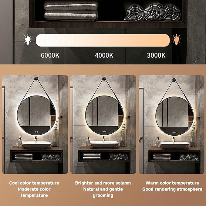 JSLJDM 500X500 mm Illuminated Backlit LED Bathroom Mirror, Wall Mounted - Image 3