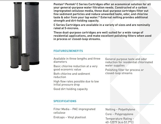Pentair Pentek C1-20 Carbon Water Filter, Whole House Dual Purpose Powdered - Image 3