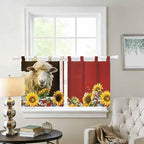 Sheep Flowers Kitchen Curtains 24 Inch Length, Small Window Curtains Tab Top - Image 2