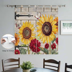 Red Yellow Sunflowers Bedroom Curtains 72 Inch Length, Window Curtains Tab Top - Image 4