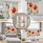 Retro Floral Bedroom Curtains 63 Inch Length, Window Curtains Tab Top - Image 7