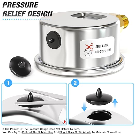 MEANLIN MEASURE 0~60Psi Dry Pressure Gauge Stainless Steel 1/8" NPT 2" FACE - Image 6