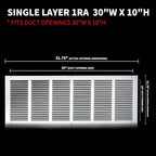 30x10 Return Air Grille, Air Return Vent Cover, Flat Vent Cover, Rejillas De - Image 2