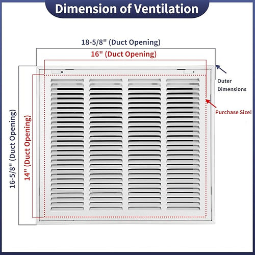 16"W x 14"H Steel Return Air Filter Grille - Image 2
