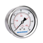 MEASUREMAN 2-1/2inch Dial Size, Liquid Filled Pressure Gauge, 0-60psi/400kpa - Image 2