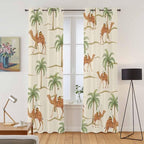 2 Panel Kitchen Cafe Curtains, Date Coconut Tree Sunlight Filtering Nature Air - Image 2