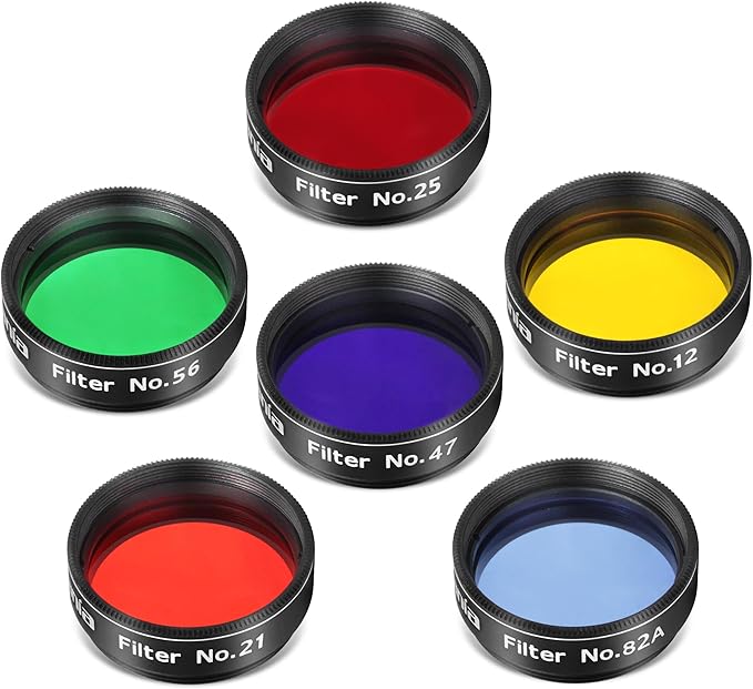 Astromania Telescope Filter Set, 1.25 inches Six Color Filters Kit, Telescope by AstromaniaOptics