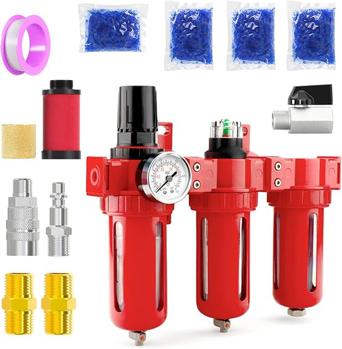 3/8" NPT 3 Stage Aluminium Air Drying System, Coalescing Filter, Particulate by MEANLINMEASURE