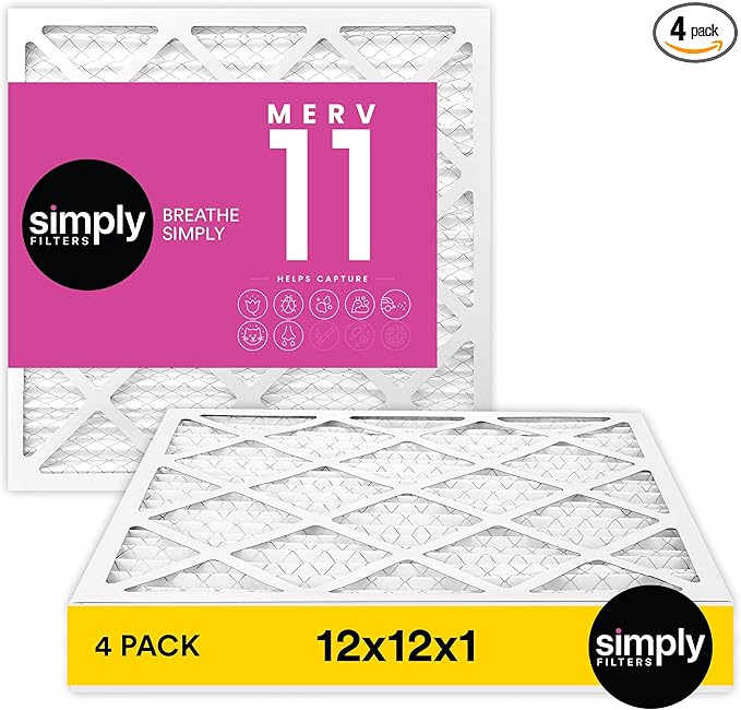 Simply 12x12x1 Air Filter, Merv 11, MPR 1000, 4 Pack, Furnace Air Filter by SimplyFilters