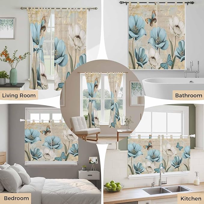 Spring Flowers Bedroom Curtains 72 Inch Length, Window Curtains Tab Top - Image 7