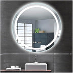 Round LED Bathroom Mirror with Light, Round Bathroom Mirror with LED Lights and by ZXCASDF