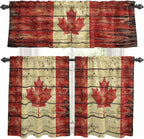 Kitchen Curtains Tiers and Valance Set of 3, Canada Light Filtering Window by Anzona