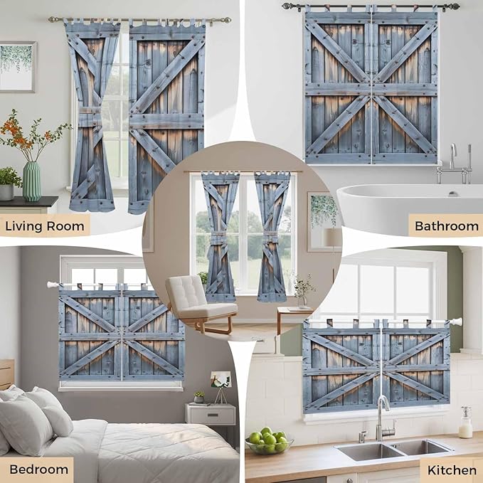 Farmhouse Wood Grain Living Room Curtains 84 Inch Length, Window Curtains Tab - Image 7