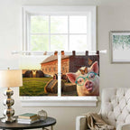 Farm Pig Kitchen Curtains 36 Inch Length, Small Window Curtains Tab Top - Image 2