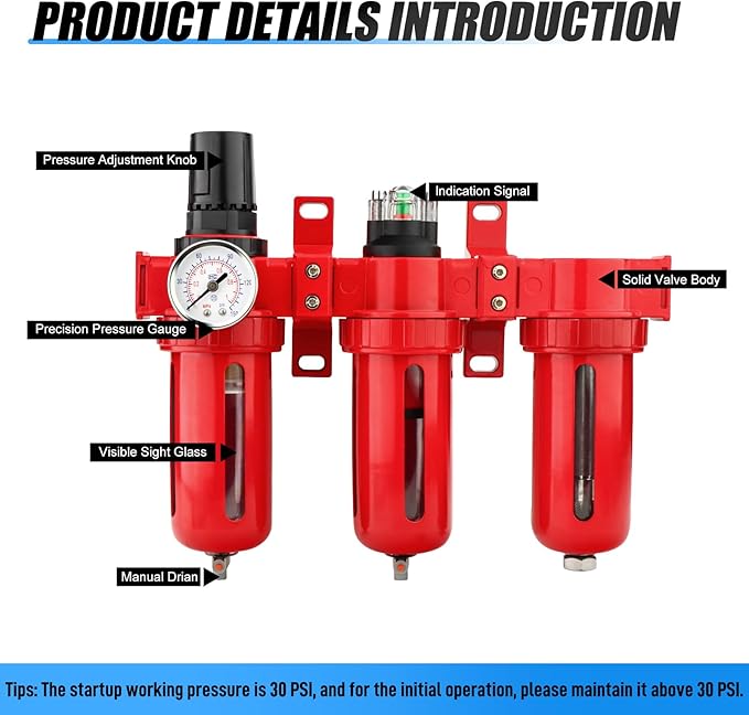 3 Stage Aluminium Air Drying System 1/4" NPT, Coalescing Filter, Particulate - Image 4