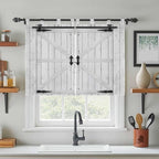 Farmhouse Wood Grain Kitchen Curtains 45 Inch Length, Short Cafe Window - Image 3