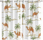 2 Panel Kitchen Cafe Curtains, Desert Camels Sunlight Filtering Nature Air by Hokiten