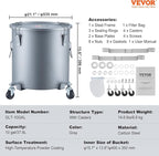 VEVOR 10 Gallon Fryer Grease Bucket, Oil Disposal Bucket Caddy on Wheels - Image 7