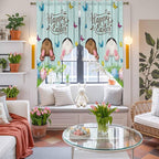 Swag Curtain Valances for Kitchen Windows, Happy Easter Bunny Butt Egg Floral - Image 6