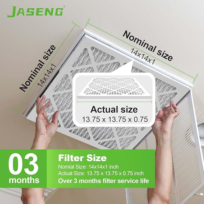 14x14x1 Air Filters, MERV 8 Pleated HVAC Furnace Filters - Image 3