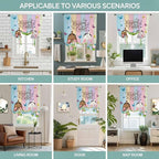 Tie Up Curtains, Happy Easter Rabbit Butt Egg on Daisy Leaf Adjustable Rod - Image 9