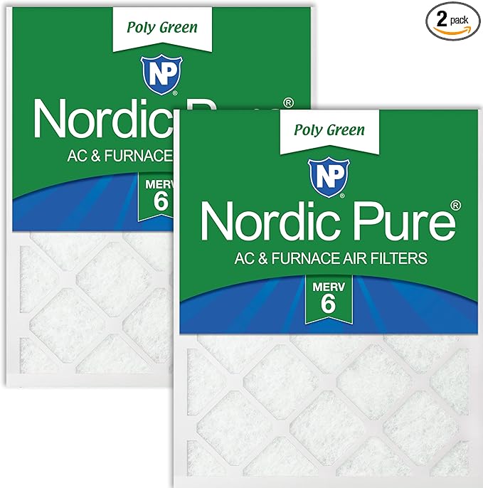 Nordic Pure 20x25x1 Poly Green MERV 6 AC Furnace Air Filters – Reduces Dust by NordicPure