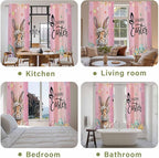 Easter Kitchen Curtains, Spring Rabbit Eggs Flowers Flags Leaves Wood Grain - Image 8