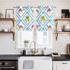 2 Panel Kitchen Cafe Curtains, Camels Palm Trees Sunlight Filtering Nature Air - Image 2