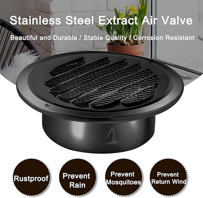 Zonon 24 Pcs Stainless Steel Soffit Vents 4 Inch Round Dryer Vent Cover - Image 7