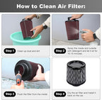 KYOSTAR Universal 3" High-Flow Air Filter, Reusable Cone Cold Air Intake - Image 5