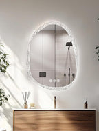 LUVODI Lighted LED Bathroom Mirror: 36”x28”Irregular Stone Pattern Frosted Wall - Image 3