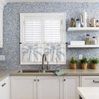 Summer Coconut Tree on Vintage Wood Grain Window Valance Curtains, Seaside - Image 8