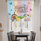 Tie Up Curtains, Happy Easter Rabbit Butt Egg on Daisy Leaf Adjustable Rod - Image 4