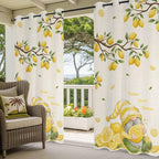 Summer Outdoor Curtains for Patio Lemon Gnome Leaf Linen Texture Waterproof - Image 5