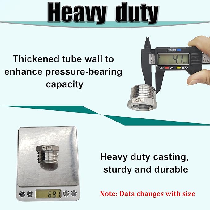 3/8" NPT Male to 1/4" NPT Female Hex Bushing Reducer, 304 Stainless Steel NPT - Image 4
