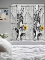Grey Farmhouse Living Room Curtains 72 Inches Length, Vintage Sunflowers - Image 5