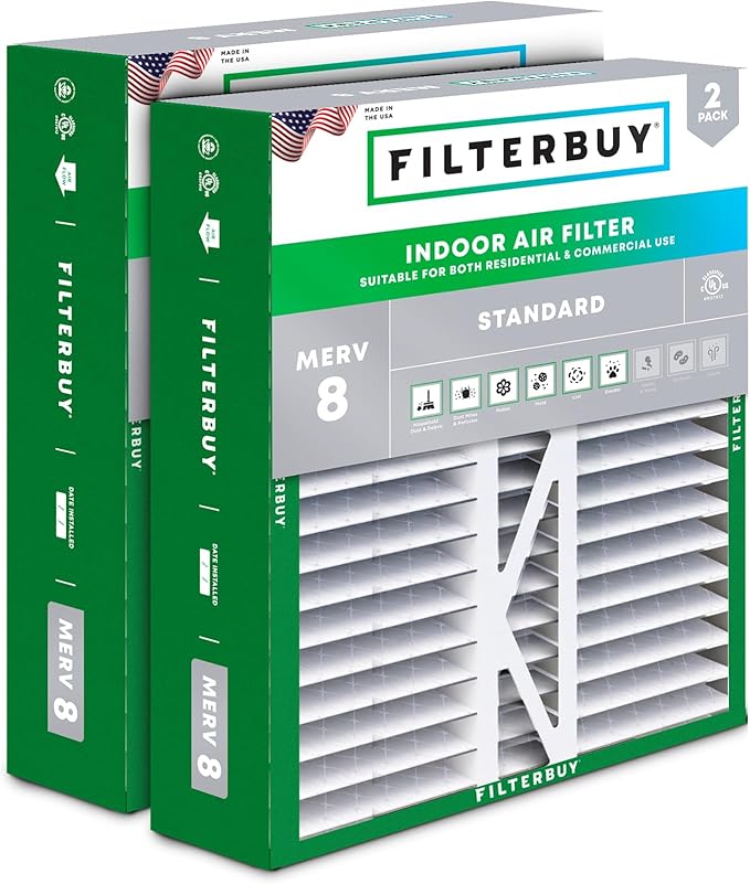 Filterbuy 16x22x5 Air Filter MERV 8 Essential Dust & Allergy Defense, Pleated by Filterbuy
